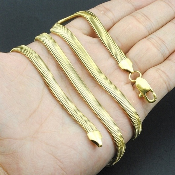 Other - 𝅺nwt Men’s 18K Gold Plated Snake Chain Necklace 28”